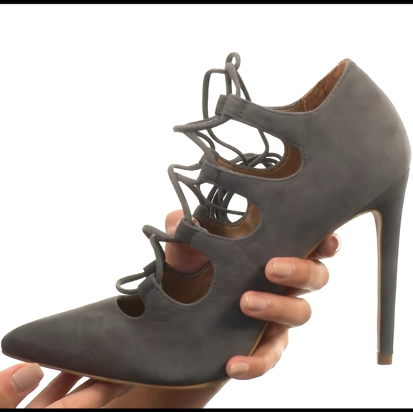 Sexy Lace-Up Steve Madden Grey Nubuck Heels - Picture 5 of 8